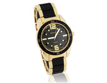 GEMAX 6205 Round Dial Assista Faux homens cerâmicos de(Gold)